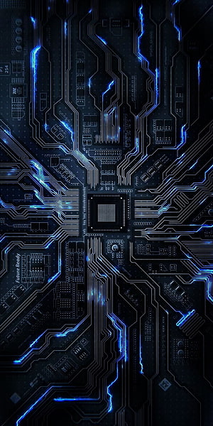 Futuristic Blue Circuit Board Technology Background HD phone wallpaper