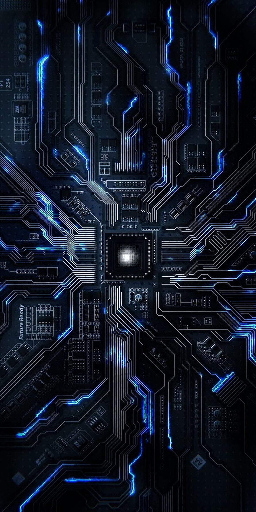 Futuristic Blue Circuit Board Technology Background HD phone wallpaper