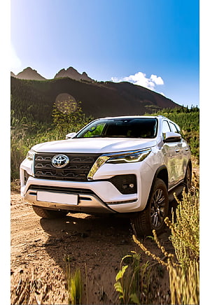 White Toyota Fortuner SUV Off-Roading on Mountain Trail HD phone wallpaper
