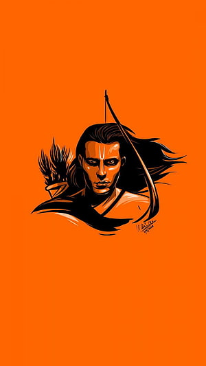 Orange Vector Illustration of a Warrior Archer with Bow and Quiver HD phone wallpaper