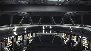 Star Wars Imperial Star Destroyer Bridge Interior with Panoramic Space View HD wallpaper