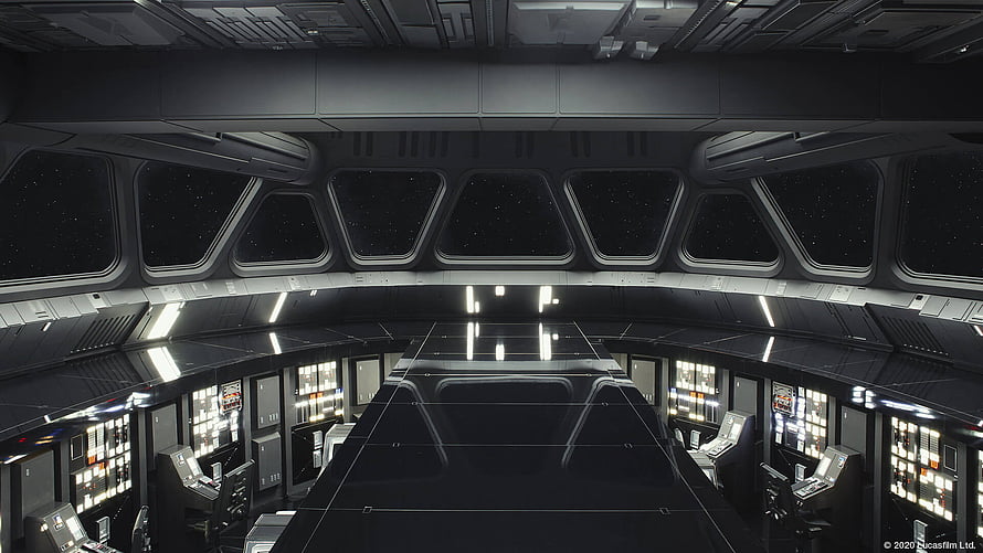 Star Wars Imperial Star Destroyer Bridge Interior with Panoramic Space View HD wallpaper
