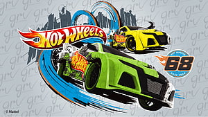 Hot Wheels 68 Race Team Green and Yellow Concept Cars Illustration HD wallpaper