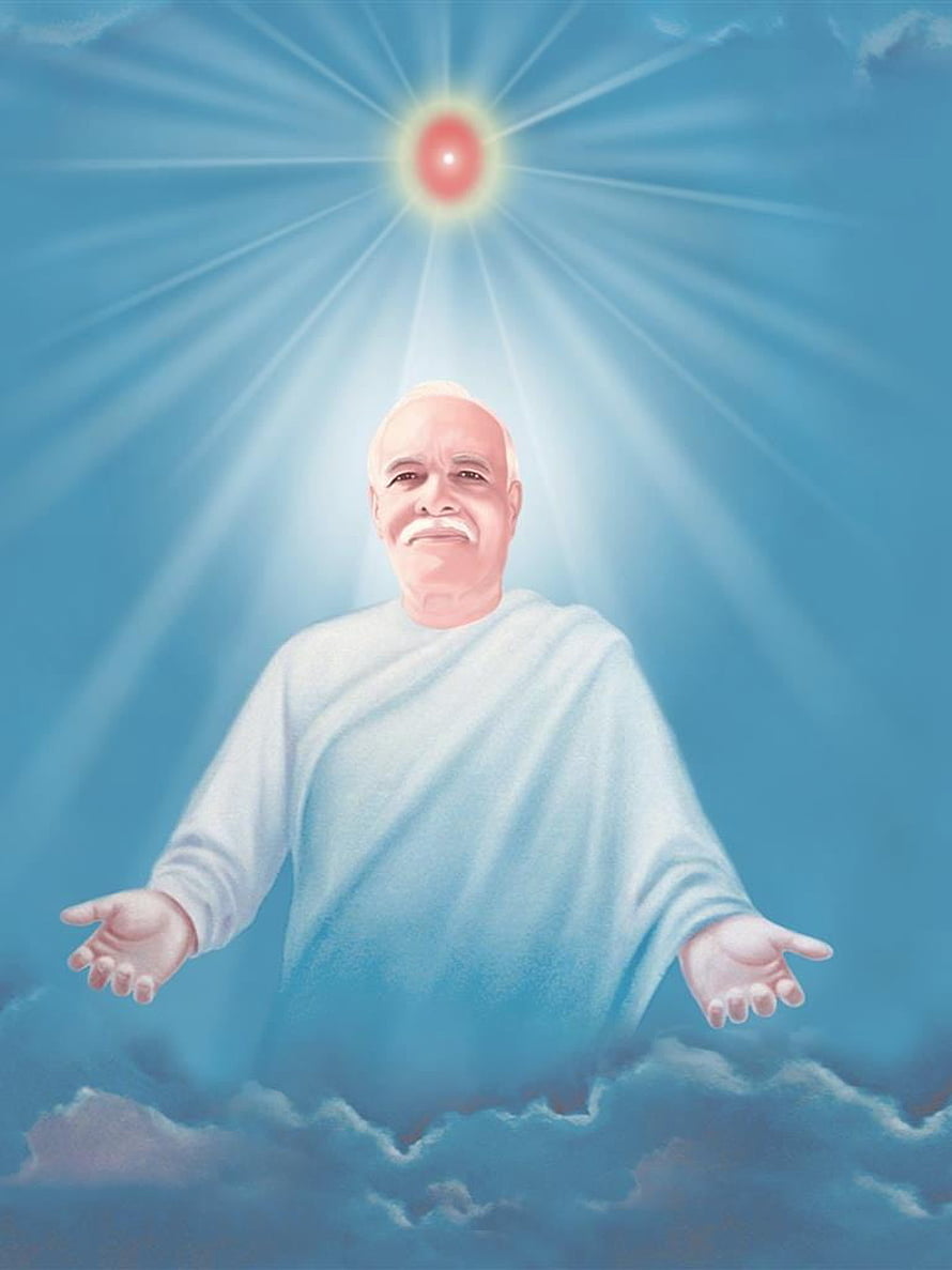 Spiritual Master in White Robes with Divine Light and Clouds HD phone wallpaper