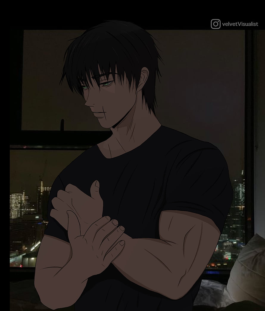 Anime Man With Black Hair And Green Eyes Looking Down In Dark Room, Toji Fushiguro, jjk HD phone wallpaper