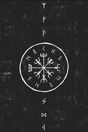 Norse Rune Circle with Elder Futhark Symbols on Dark Textured Background HD phone wallpaper