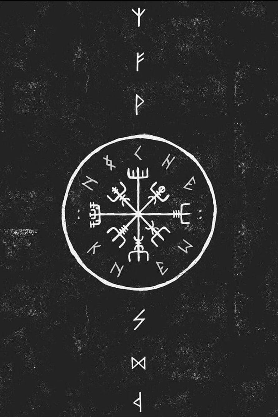 Norse Rune Circle with Elder Futhark Symbols on Dark Textured Background HD phone wallpaper