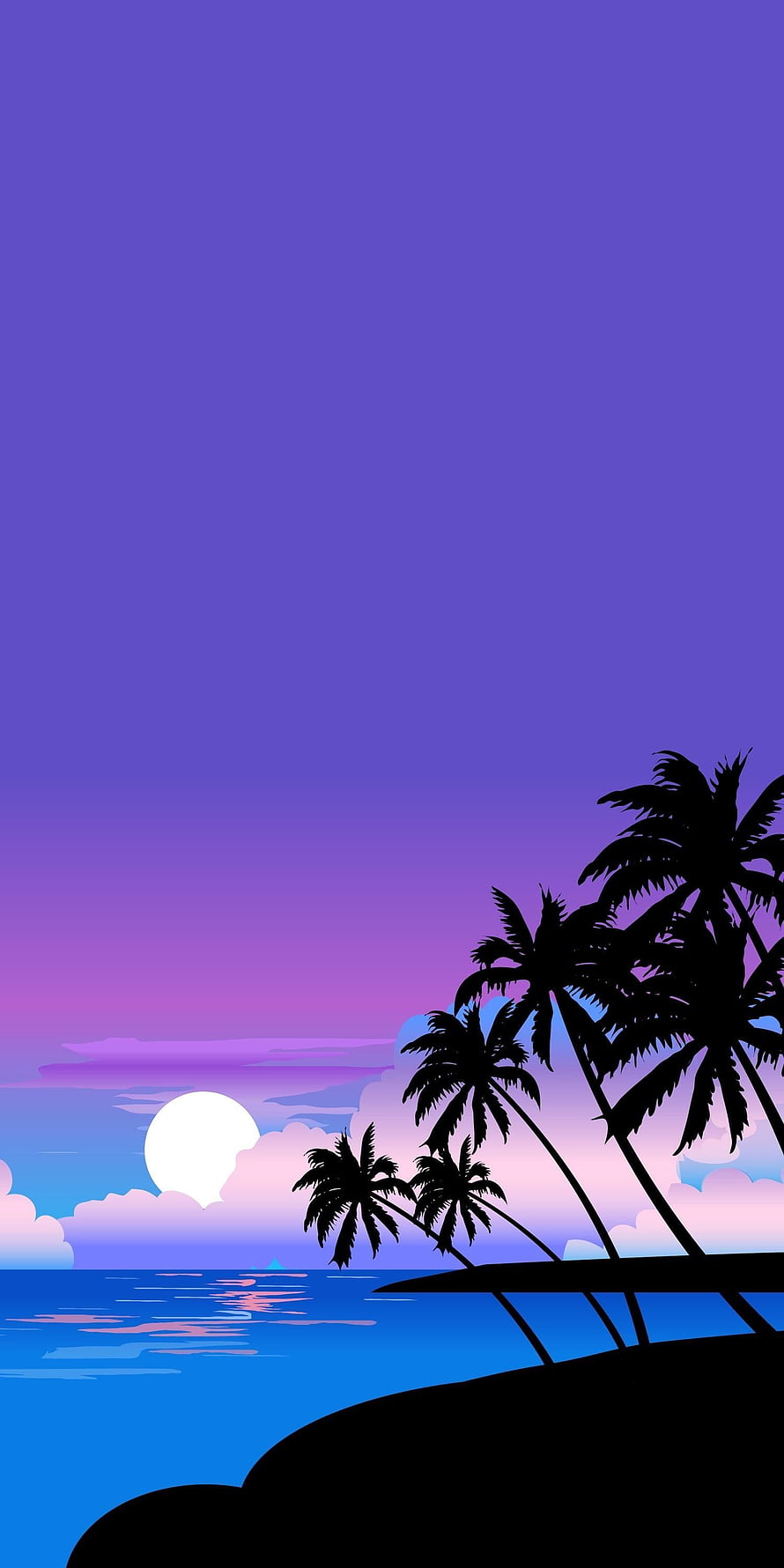 Tropical Sunset Silhouette Wallpaper with Palm Trees and Ocean View HD phone wallpaper