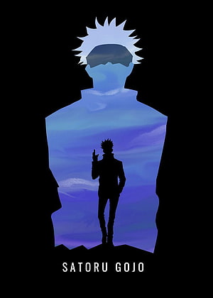 Satoru Gojo Jujutsu Kaisen Silhouette Artwork With Blue Sky Background HD phone wallpaper