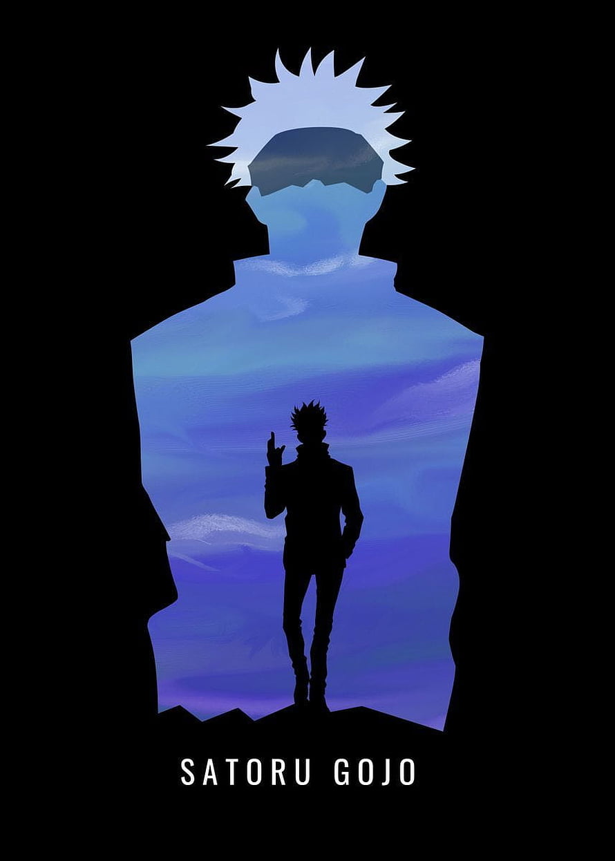 Satoru Gojo Jujutsu Kaisen Silhouette Artwork With Blue Sky Background HD phone wallpaper