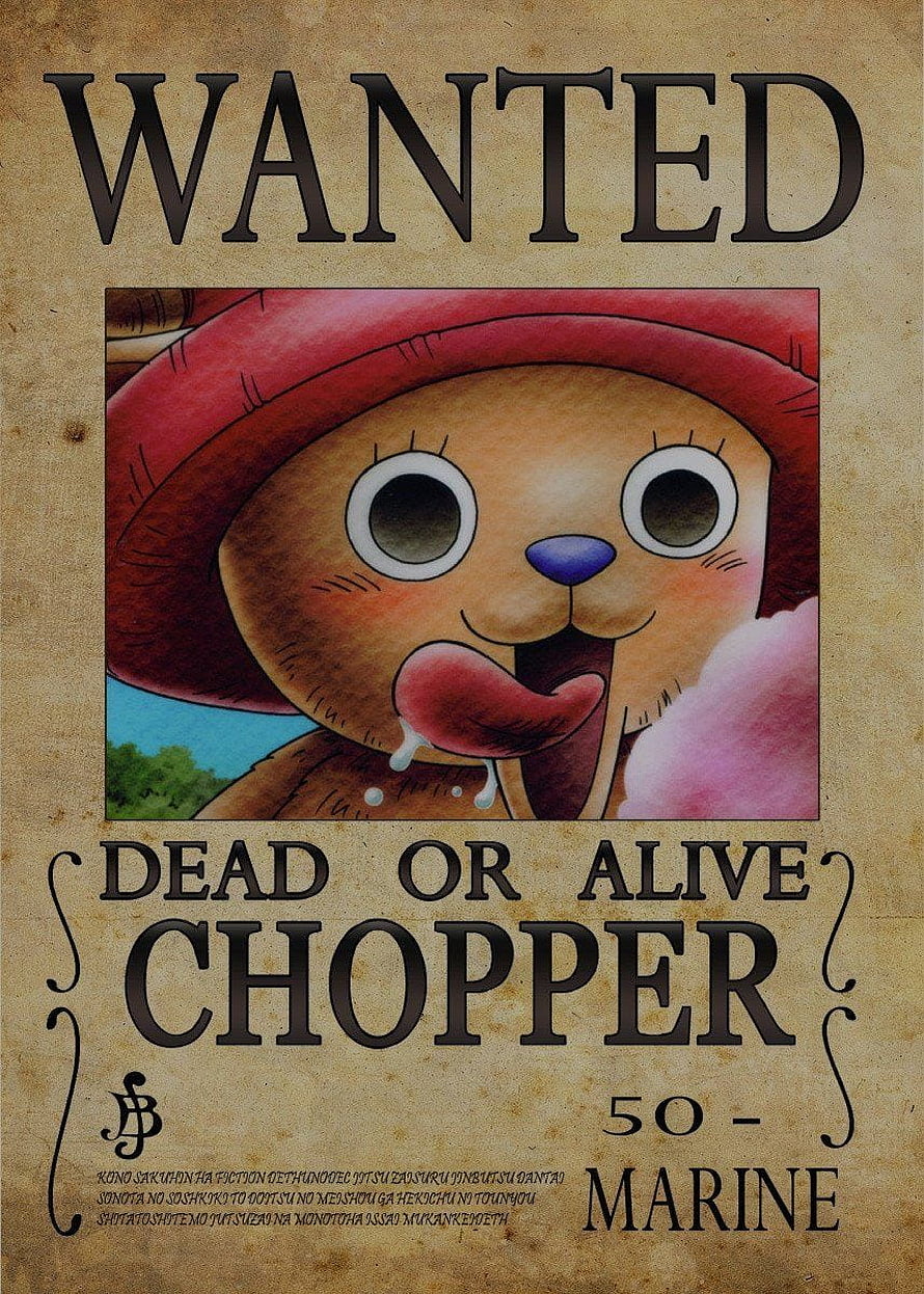 One Piece Chopper Wanted Poster with Red Straw Hat and Candy HD phone wallpaper