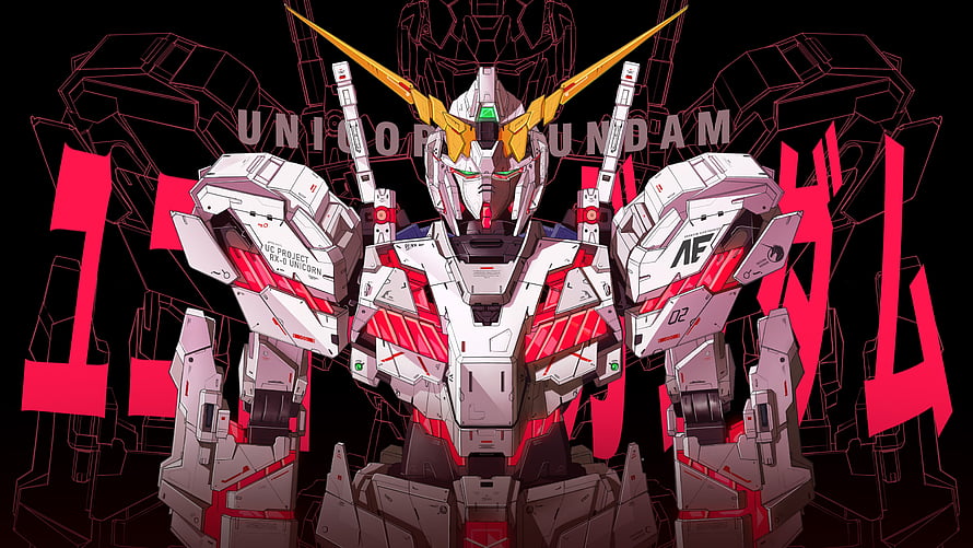 RX-0 Unicorn Gundam Frontal Portrait with Red and White Armor HD wallpaper