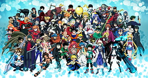Massive Anime Character Group Portrait with Dragon Ball, Naruto, and Sailor Moon HD wallpaper