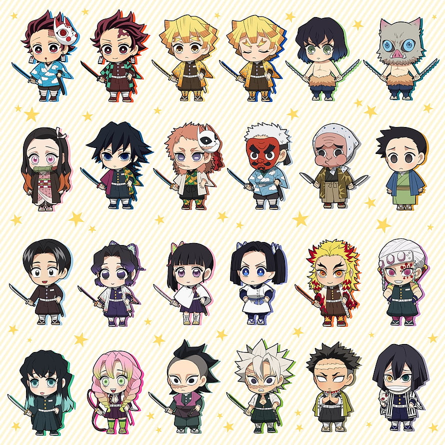 Demon Slayer Kimetsu no Yaiba Chibi Character Collection Wallpaper HD phone wallpaper