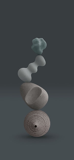 Abstract 3D Render of Stacked Organic Stone Forms on Dark Background HD phone wallpaper
