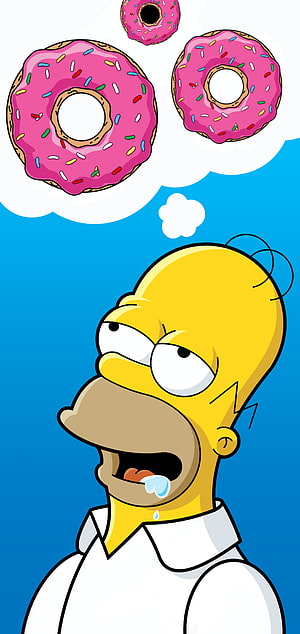 Homer Simpson Drooling Over Pink Frosted Donuts With Sprinkles HD phone wallpaper