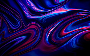 Abstract Fluid Art Wallpaper With Swirling Neon Blue And Pink Liquid Patterns HD wallpaper