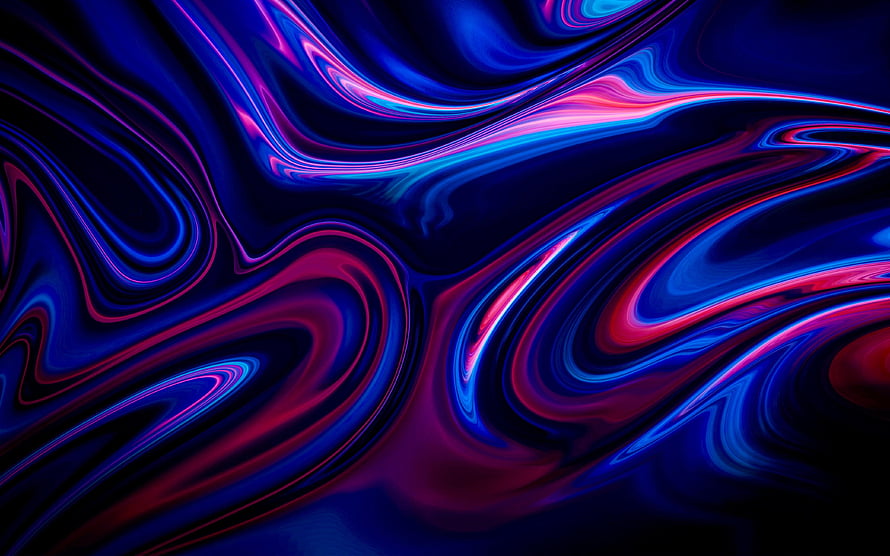 Abstract Fluid Art Wallpaper With Swirling Neon Blue And Pink Liquid Patterns HD wallpaper