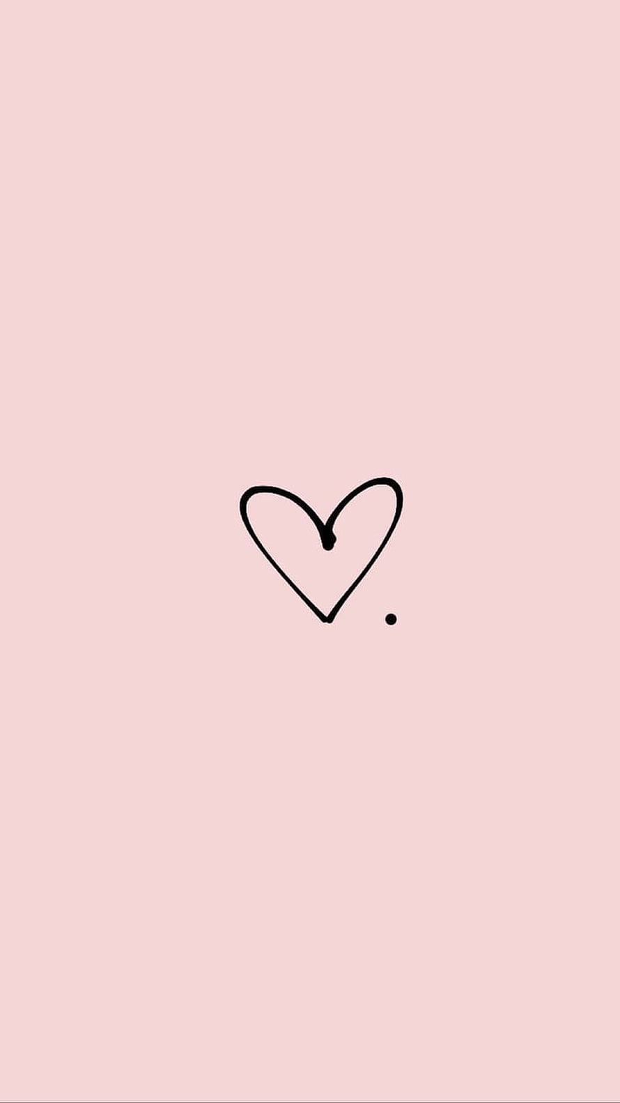 Minimalist Hand-Drawn Heart on Soft Pink Background HD phone wallpaper