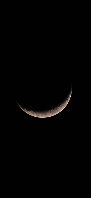 Crescent Moon Phase Against Deep Black Night Sky HD phone wallpaper