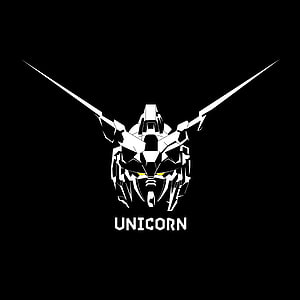Gundam Unicorn Minimalist White Head Logo on Black Background HD phone wallpaper