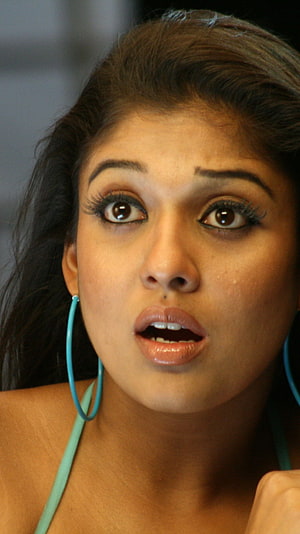 Nayantara Portrait With Turquoise Hoop Earrings And Natural Makeup HD phone wallpaper