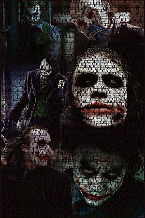 Heath Ledger Joker Word Cloud Portrait from The Dark Knight HD phone wallpaper
