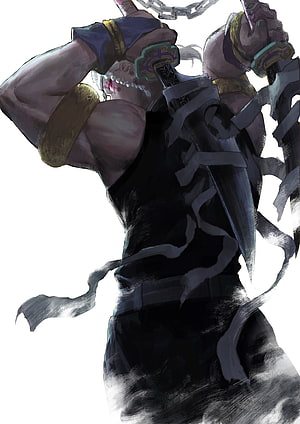 Uzui Tengen Demon Slayer Character Artwork with Dual Swords and Chains HD phone wallpaper