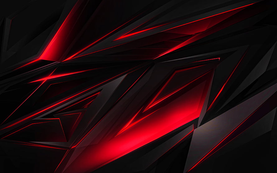 Abstract Dark Red Geometric Background with Glowing Neon Lines and Sharp Triangular Shapes HD wallpaper