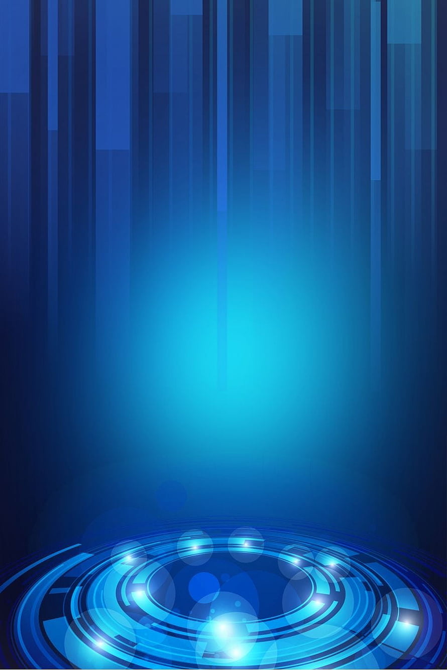 Futuristic Blue Abstract Background With Glowing Circular Platform And Vertical Light Beams HD phone wallpaper