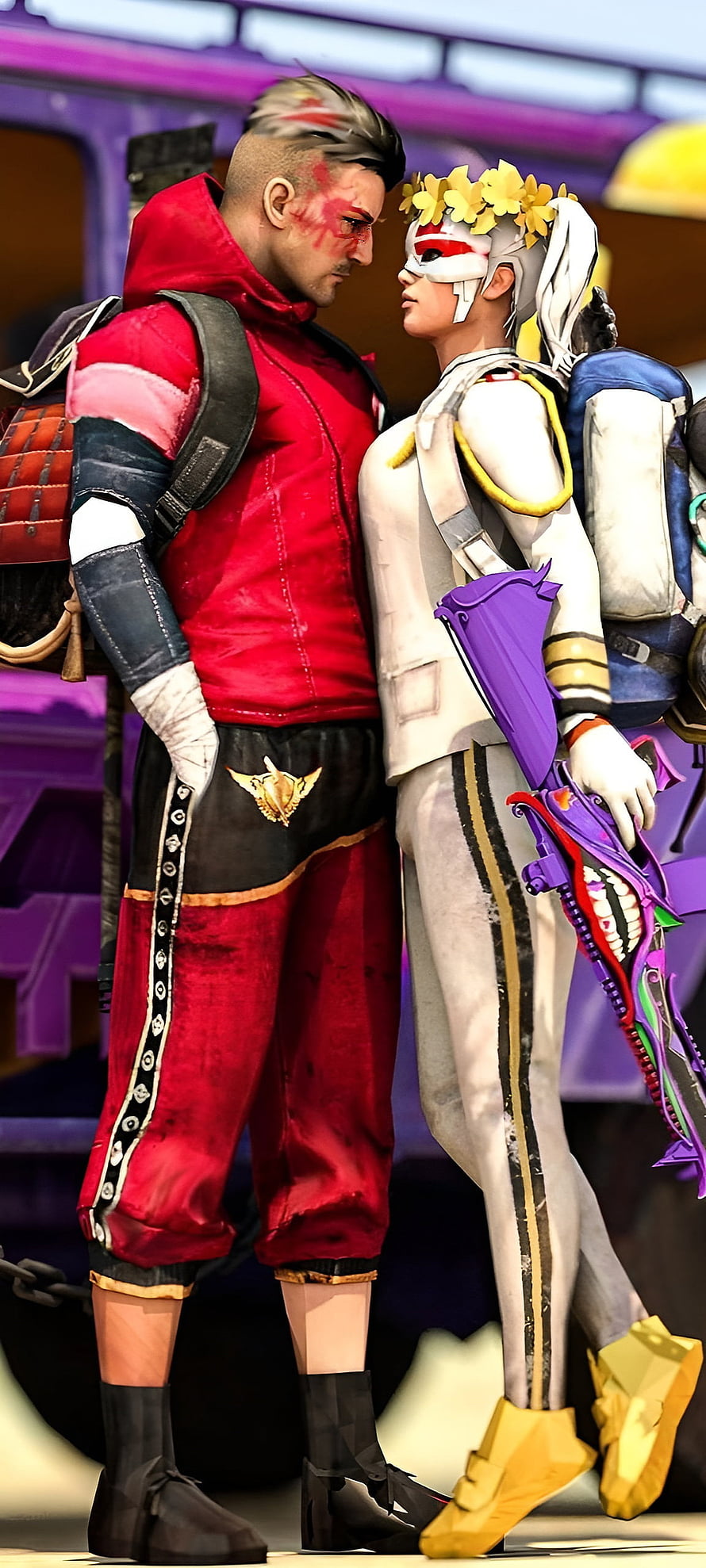 Fortnite characters Jonesy and The Foundation standing close together in a romantic pose wearing custom skins, Pubg mobile, love, gaming, games, pubg love , pubg love HD phone wallpaper