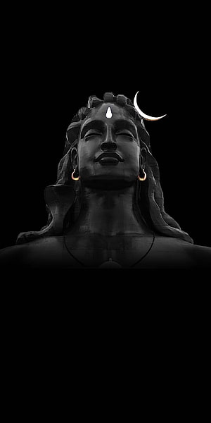 Dark Minimalist Shiva Statue With Crescent Moon And Third Eye HD phone wallpaper