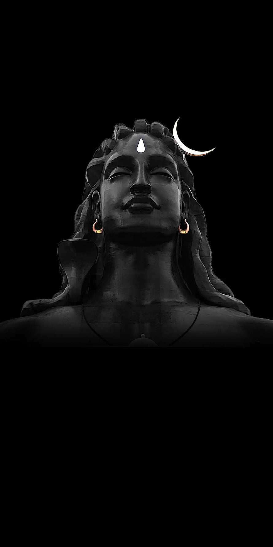 Dark Minimalist Shiva Statue With Crescent Moon And Third Eye HD phone wallpaper