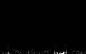 Minimalist Black City Skyline at Night with Distant Lights HD wallpaper