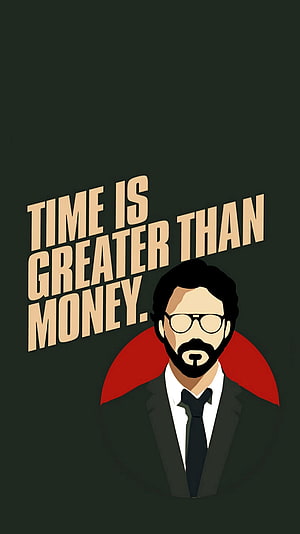 Money Heist Professor Minimalist Portrait with Motivational Quote on Dark Background HD phone wallpaper