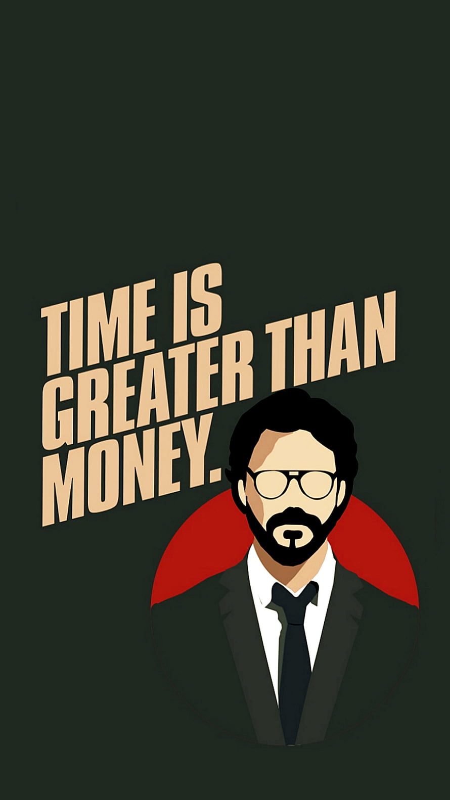 Money Heist Professor Minimalist Portrait with Motivational Quote on Dark Background HD phone wallpaper