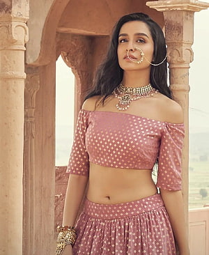 Shraddha Kapoor in Pink Lehenga Choli with Traditional Indian Jewelry HD phone wallpaper