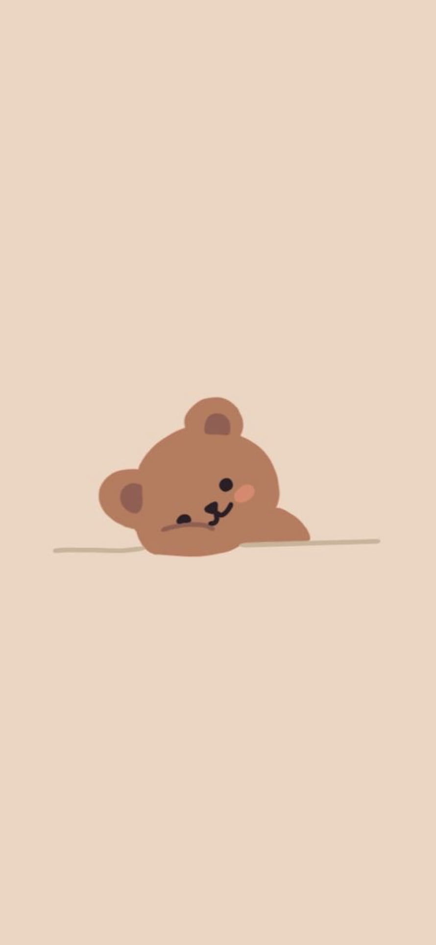 Cute Brown Bear Peeking Over Edge Minimalist Illustration HD phone wallpaper