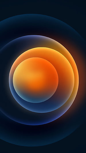Abstract Concentric Circles with Warm Orange and Cool Blue Gradient Glow on Dark Background HD phone wallpaper