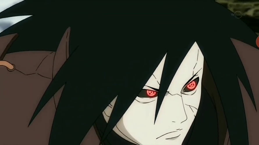 Uchiha Madara Anime Character Close-Up With Red Sharingan Eyes HD wallpaper