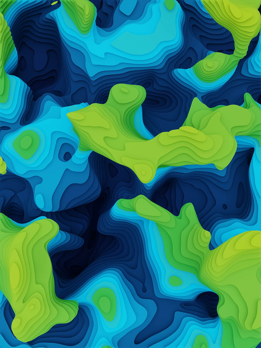 Abstract Topographic Contour Pattern in Blue and Green Tones HD phone wallpaper