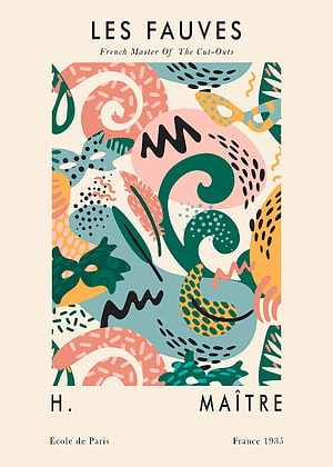 Henri Matisse Les Fauves Cut-Outs Poster, 1935 French Art Print HD phone wallpaper