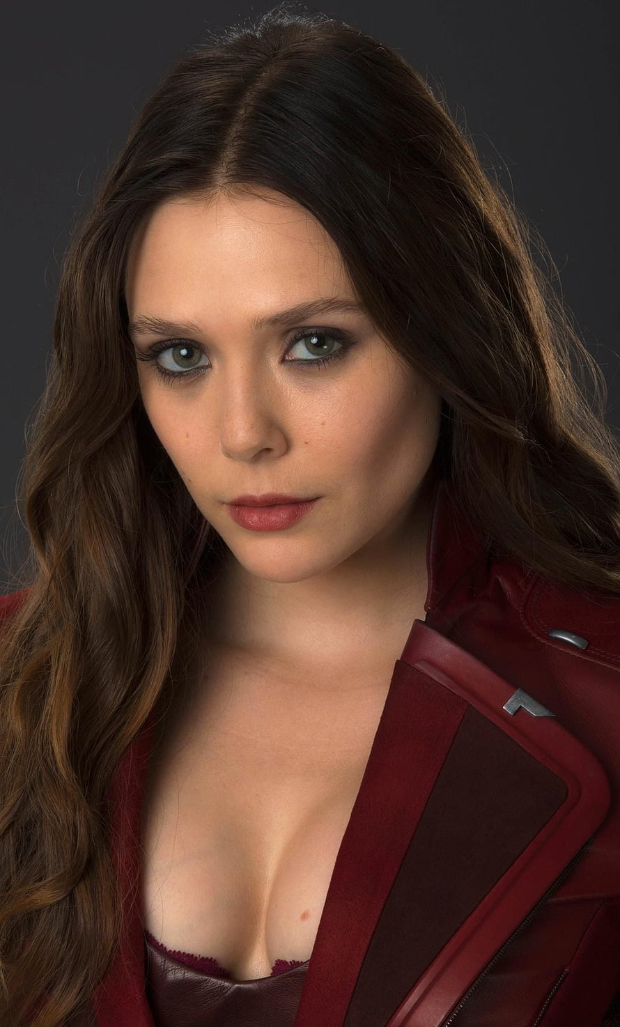 Scarlet Witch Wanda Maximoff in Red Leather Jacket Portrait HD phone wallpaper