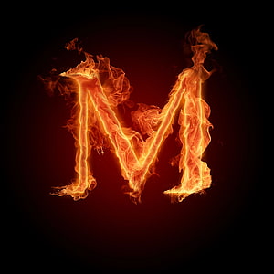 Flaming Letter M Alphabet Fire Typography Design HD phone wallpaper