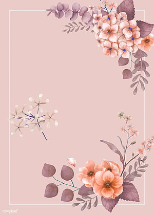 Soft Pink Watercolor Floral Corner Frame with Peach Blooms and Eucalyptus Leaves HD phone wallpaper