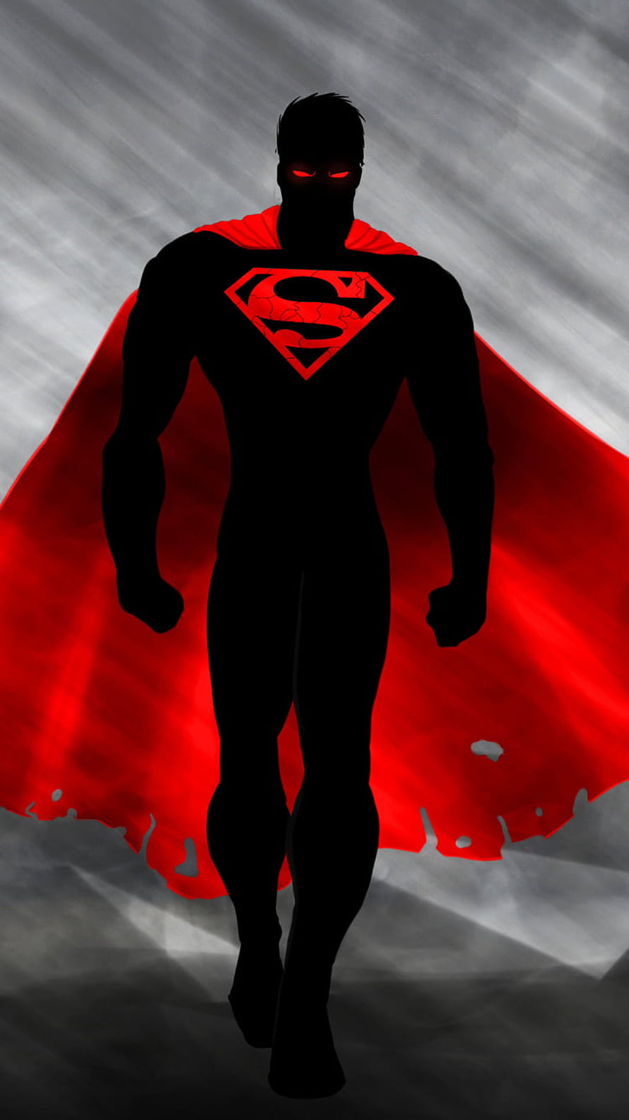 Dark Silhouette Superman with Glowing Red Eyes and Tattered Cape, Superman Awesome Superman - Superhero Amoled , Awesome Superhero HD phone wallpaper