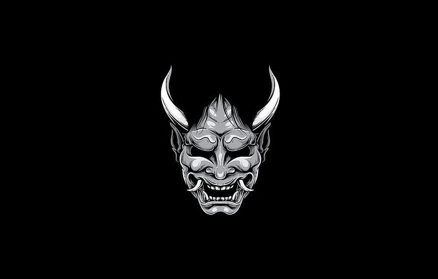 Menacing Japanese Hannya Demon Mask Vector Illustration HD wallpaper