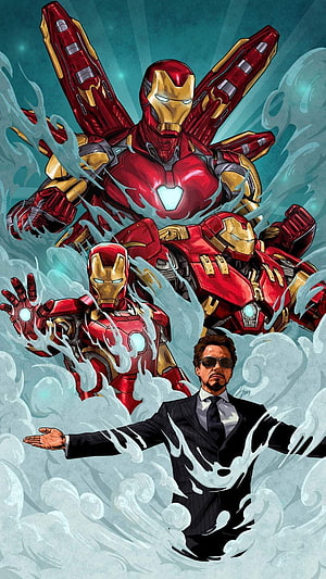 Iron Man and Tony Stark in Various Suits with Energy Effects, Legend Tony Stark Iron Man . Marvel , Avengers Fan Art, Iron Man Art, Tony Stark Cool HD phone wallpaper