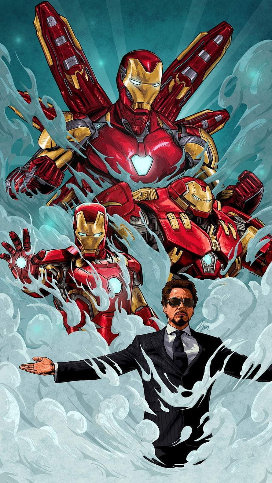 Iron Man and Tony Stark in Various Suits with Energy Effects, Legend Tony Stark Iron Man . Marvel , Avengers Fan Art, Iron Man Art, Tony Stark Cool HD phone wallpaper