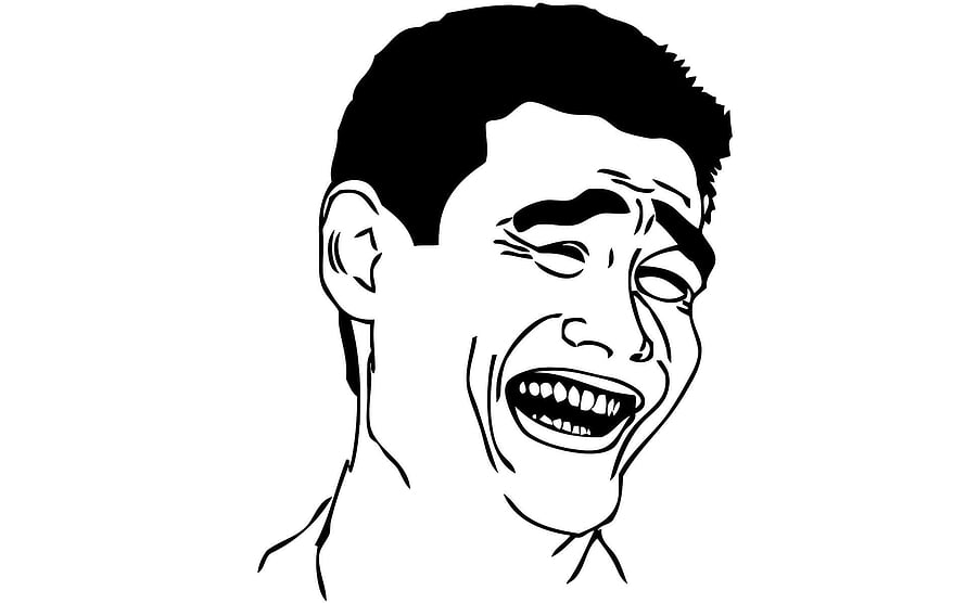 Black and White Line Art of a Man Laughing with Exaggerated Expression, Collection of Funny Face Drawing Meme. High quality, Funny Cartoon Face HD wallpaper